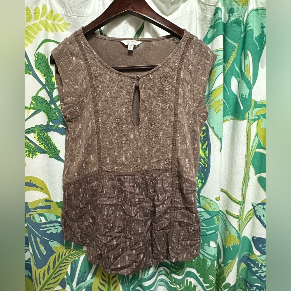 Lucky Brand Embroidered Baby Doll Top